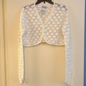 Vintage dalmys Delicate White Crochet Bolero Cardigan, size M